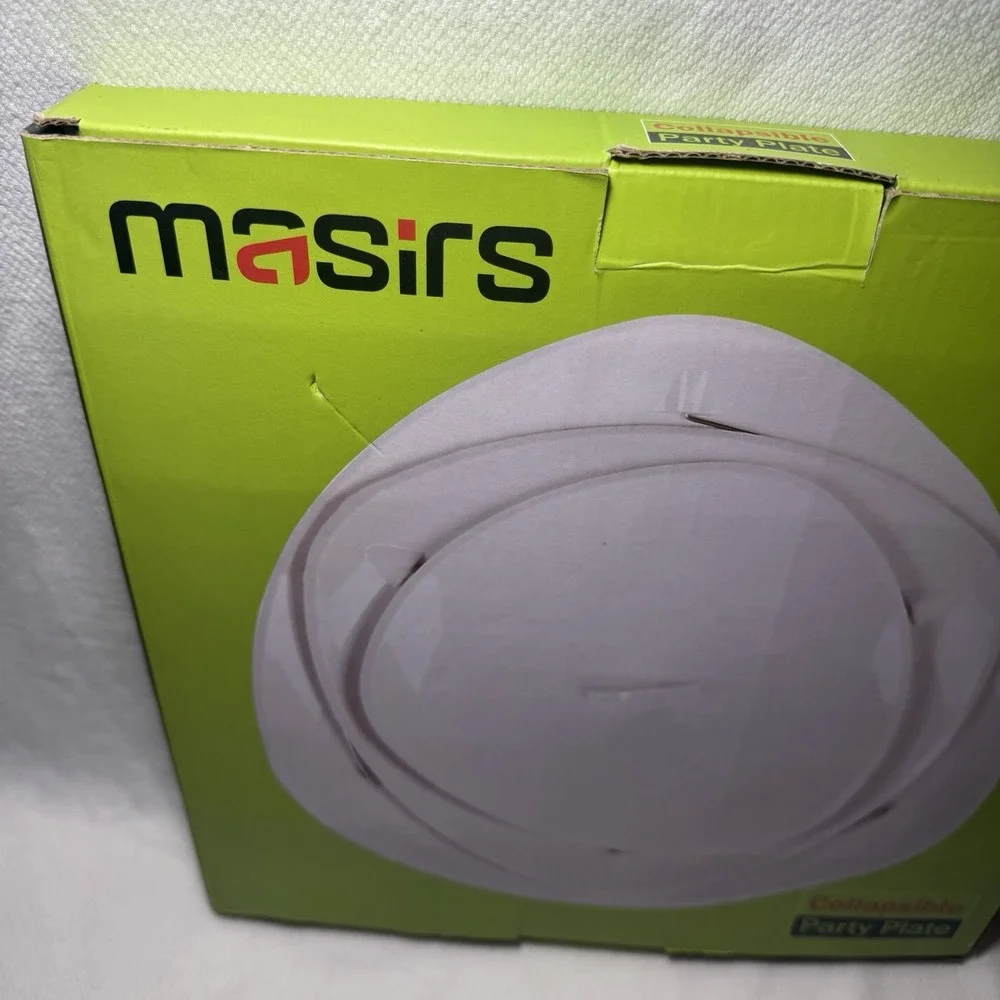 Masirs Twistfold 3-Tier Party‎ PlateCollapsible Serving Tray White BPA Free